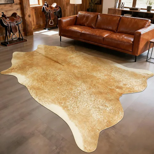 Miniatura 19 de Alfombra lavable antideslizante de piel de vaca sintética de 2 x 3 pulgadas, color blanco y blanco, tapete pequeño para puerta delantera, decoración