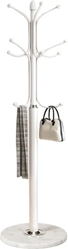 Kertnic Perchero de pie de metal con base de mármol natural, árbol de pasillo independiente con 12 ganchos para colgar bufanda, bolso, chamarra,