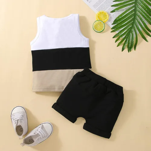 Miniatura 60 de Conjunto de ropa casual de manga corta con botones y pantalones cortos de lino para bebés y niños pequeños
