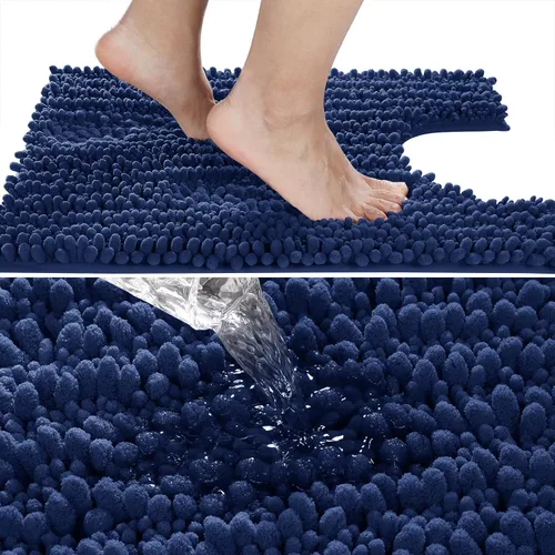 Miniatura 3 de Yimobra Alfombra de Inodoro en Forma de U Lavable 24x20 Pulgadas - Alfombras de Baño de Chenilla Ultra Suaves y Absorbentes para Inodoro, Secado