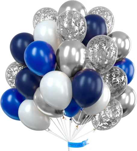 Miniatura 141 de PartyWoo Globos de color azul pizarra, 100 unidades, diferentes tamaños, paquete de 18, 12, 10, 5 pulgadas, azul marino, azul polvoriento, bohemio