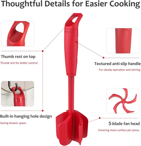 Miniatura 8 de Ourokhome Picador de carne y triturador de papas, triturador de carne molida de nailon resistente al calor para hamburguesas, 5 cuchillas curvas