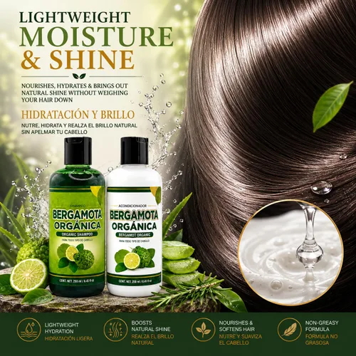 Miniatura 7 de Champú Orgánico Bergamota + Acondicionador (16.9 fl oz) con Aloe Vera y Romero CHAMPÚ ORGÁNICO BERGAMOTA con Sábila & Romero + Acondicionador