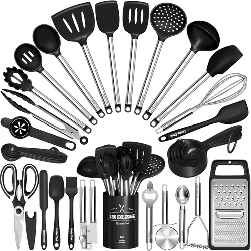 Miniatura 8 de Juego de utensilios de cocina - Umite Chef 34 piezas de utensilios de cocina con rallador, cuchara y espátula, silicona resistente al calor de grado