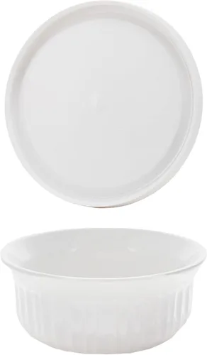 Miniatura 4 de CorningWare, cazuelas redondas estilo francés de 16 onzas con cubierta plástica, Blanco