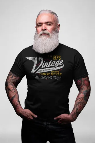 Miniatura 2 de ShirtInvaders Regalo de cumpleaños número 50 para hombre, diseño vintage de 1975, envejecido a la perfección, camiseta de carreras de 50 cumpleaños