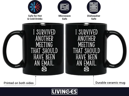 Miniatura 2 de Taza de café divertida con texto en inglés "I Survived Another Meeting That Should Have Been An Email Gift For Boss Office" "I Survived Another