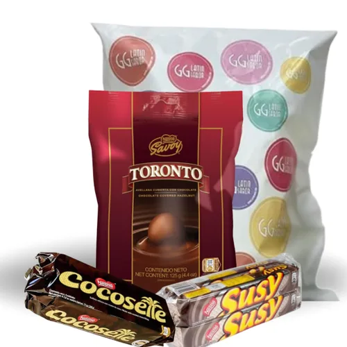 Toronto Chocolate – Cocosette – Susy Venezuela Candy Food, galletas surtidas obleas y avellanas cubiertas de chocolate envueltos individualmente,