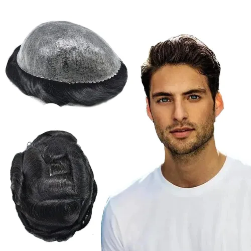 Miniatura 176 de Toupee for Men Hair Piece Real Human Hair Full Poly Skin Mens Toupee Mens Hair System Injected PU Hair System Invisible Hairpiece for