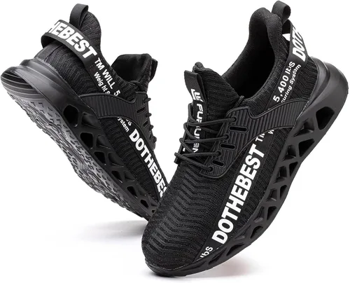 Furuian - Tenis con punta de acero para hombres y mujeres, zapatos de seguridad ligeros, cómodos, a prueba de pinchazos, zapatos de trabajo
