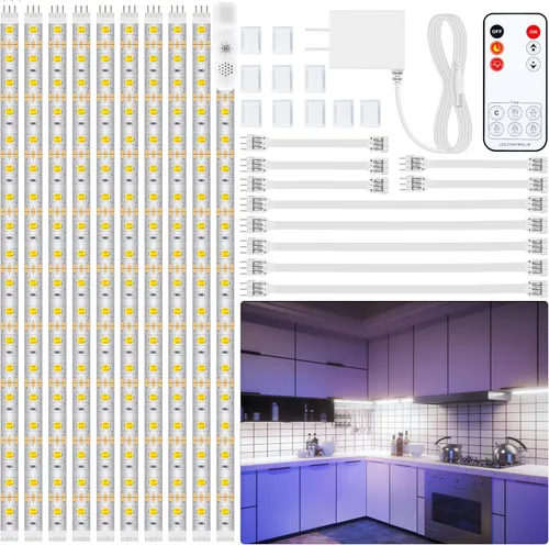 Miniatura 8 de LAFULIT Kit de 8 luces RGB para debajo del gabinete, tira de luces LED con aplicación y control remoto, sincronización de música, luces LED que