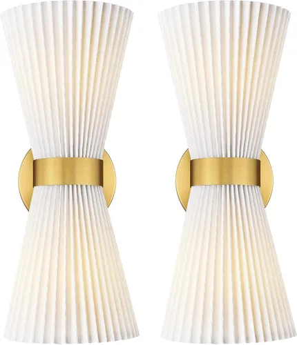 Miniatura 11 de HWH - Lámpara de pared para interiores, moderno aplique de pared con pantalla de vidrio a rayas blancas esmeriladas, aplique de pared individual
