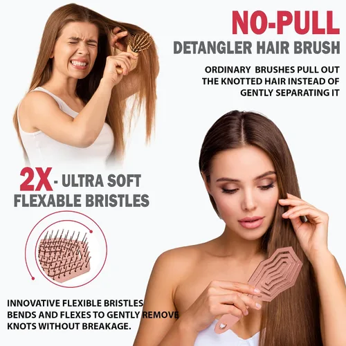 Miniatura 2 de Fiora Naturals Cepillo desenredante para el cabello para mujer, cepillo desenredante con cerdas suaves flexibles, se desliza suavemente a través
