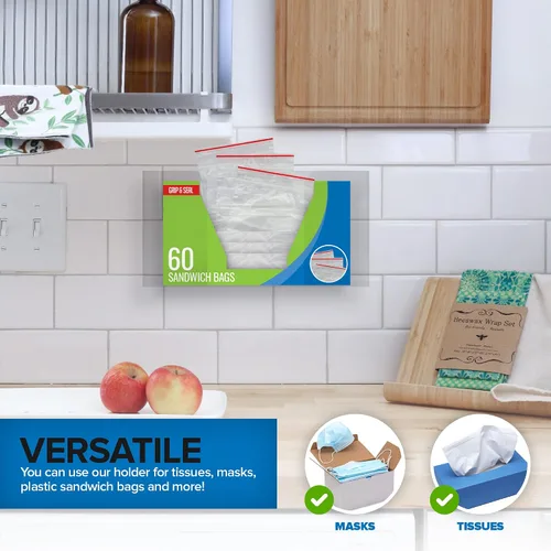 Miniatura 6 de Stock Your Home Dispensador de guantes individuales de acrílico, estante de caja de pañuelos, soporte de pared para guantes, para cocina, armario