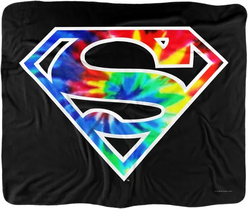 Miniatura 2 de Superman - Manta de 50 x 60 pulgadas, diseño de teñido anudado con logotipo de Superman sedoso al tacto, manta de sherpa súper suave