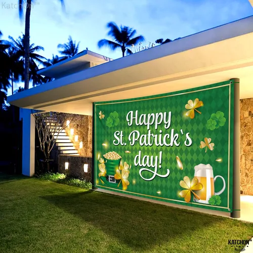 Miniatura 7 de KatchOn, XtraLarge - Cartel de feliz día de San Patricio, 72 x 44 pulgadas, telón de fondo del día de San Patricio para fotografía, pancartas