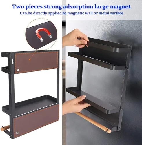 Miniatura 3 de Estante magnético para especias para refrigerador, soporte magnético para toallas de papel para refrigerador, estante magnético, organizador