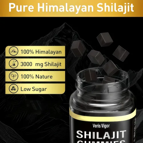 Miniatura 4 de Shilajit - Gomitas de 3000 mg para hombres y mujeres, gomitas naturales puras del Himalaya Shilajit con ácido fúlvico, vegano, apoyo de energía