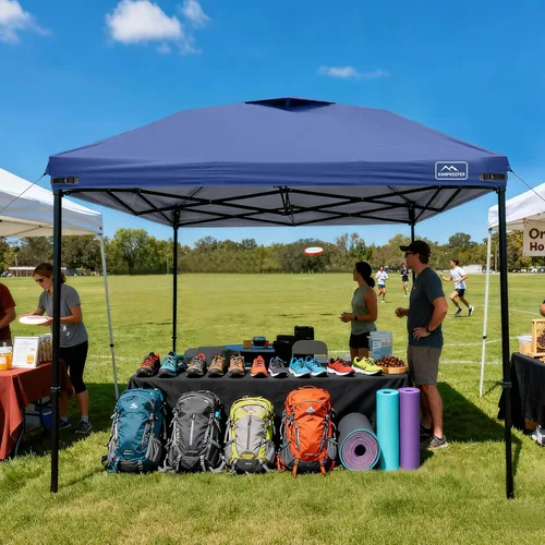 Miniatura 60 de KAMPKEEPER Cubierta de Repuesto Superior para Carpa Toldo Emergente con Ventilación de Aire y Correa Elástica Ajustable, Poliéster Resistente a Azul