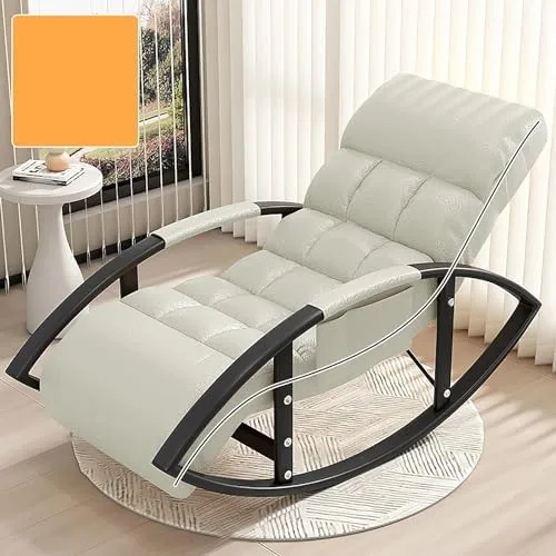 Miniatura 16 de Large Adjustable Reclining Rocking Chair Set with Footrest for Living Room and BalconyComfortable Outdoor Indoor Seating Solution,Amarillo-Golden