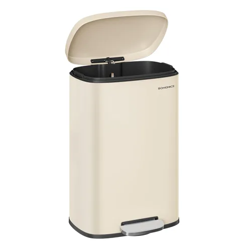 Miniatura 21 de SONGMICS Bote de basura de 13 galones (50 litros), cubo de basura de cocina de acero inoxidable, cubo de basura para reciclaje o basura, cierre Azul
