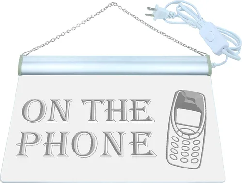 ADVPRO On The Phone - Letrero de neón LED azul de 24 x 16 pulgadas st4s64-m100-b