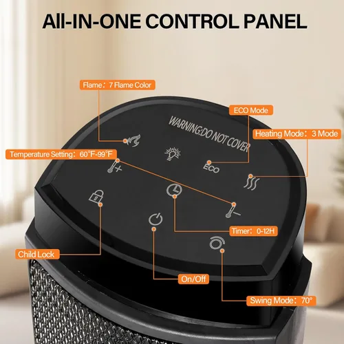 Miniatura 4 de Calentador de habitación, calentador de espacio para uso en interiores con termostato, calentador eléctrico para dormitorio, oficina, sala de estar
