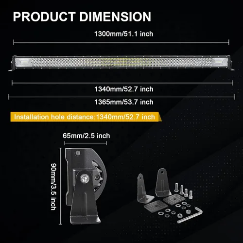 Miniatura 2 de SKYWORLD 52 pulgadas 675 W triple fila LED barra de luz delgada spot inundación Combo haz de trabajo conducción niebla lámpara barco iluminación