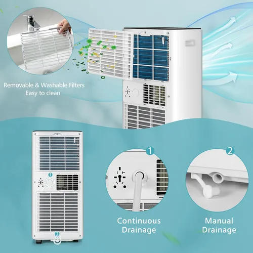 Miniatura 8 de KOTEK Aire acondicionado portátil para habitación de hasta 250 pies cuadrados, unidad de CA 3 en 1 de 8000 BTU para dormitorio con deshumidificador