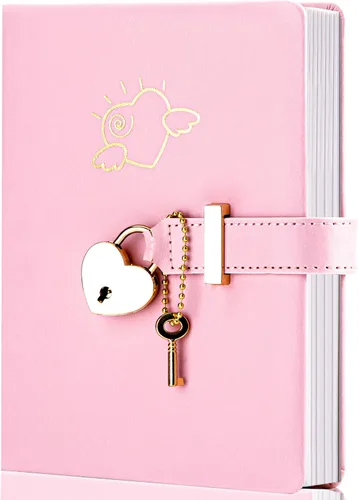 Miniatura 9 de Diario infantil de cuero sintético con candado y llave, agenda de viaje, agenda, cuaderno secreto de notas para mujer, 5.3 x 8.4 pulgadas, girasol