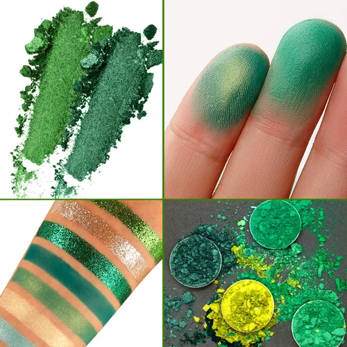 Miniatura 2 de DE'LANCI Paleta de sombra de ojos verde aguacate, 15 colores, Día de San Patricio altamente pigmentada, paleta de sombra de ojos mate brillante
