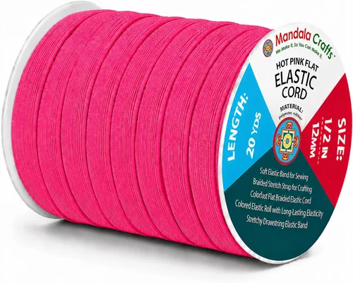 Miniatura 229 de Mandala Crafts - Rollo de cordón elástico plano para costura y manualidades Blanco