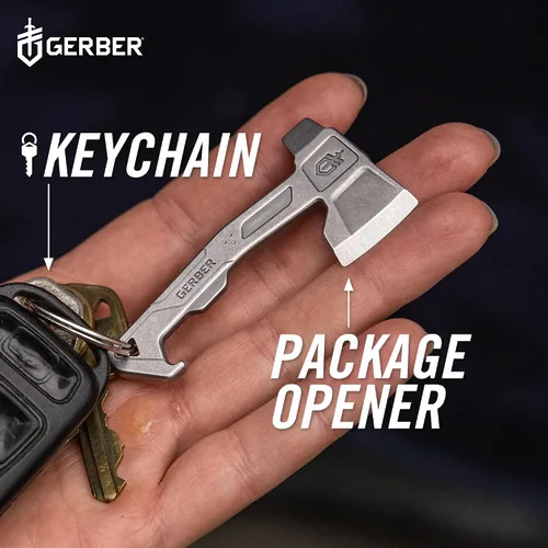 Miniatura 6 de Gerber Gear Llavero Hacha Multiherramienta 3 en 1, Se Engancha al Bolsillo o Llavero con Abrebotellas, Destornillador de Cabeza Plana, Abridor