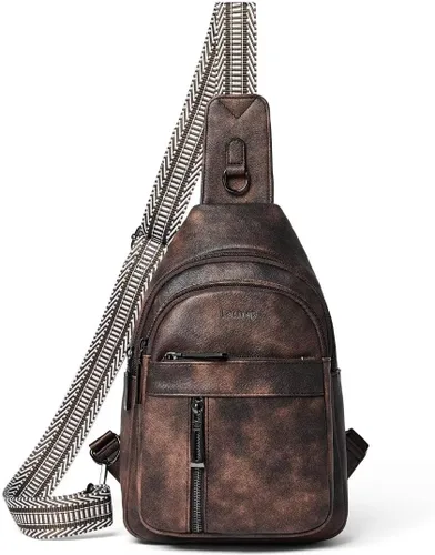 Miniatura 15 de LATMAP 7L Bolsa de Cintura para Hombres y Mujeres Mochila de Cadera Riñonera Bandolera Bolso de Hombro Cinturón de Viaje Bolso de Mano de PU Cuero