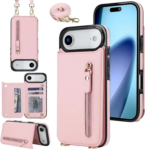 Miniatura 41 de Funda cruzada para teléfono iPhone 13 Pro Max de cuero con tarjetero, funda protectora extraíble, correa de cuero ajustable con botón, compatible