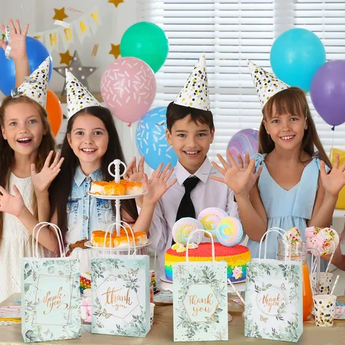 Miniatura 7 de 48 bolsas de regalo de agradecimiento, diseño floral, bolsas de agradecimiento pequeñas de papel kraft de agradecimiento para negocios, compras