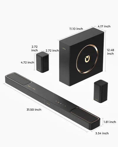 Miniatura 8 de ULTIMEA Sistema de sonido envolvente de 5.1.2 canales para TV con Dolby Atmos, barra de sonido para Smart TV con 2 altavoces envolventes, barra