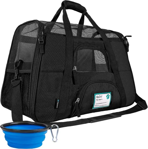 PetAmi Transportador de mascotas aprobado por aerolíneas para gatos, transportador de perros de lados suaves para perros pequeños, suministros y