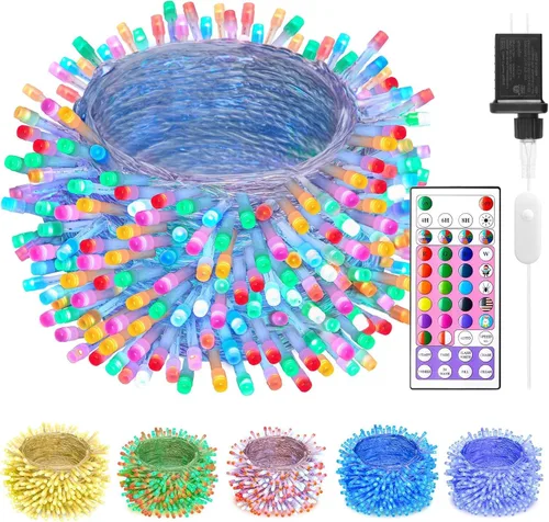 Miniatura 10 de Minetom Color Changing String Lights,22 Colors 100 LED 33FT Outdoor Indoor Waterproof with Remote, Twinkle Christmas Lights, Plug in Fairy Lights