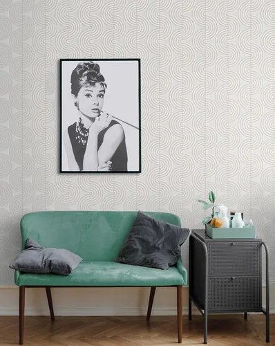 Miniatura 7 de NextWall Papel pintado Zen Geometric Peel and Vinyl Stick (Lunar Rock & Metallic Pearl) - Uno
