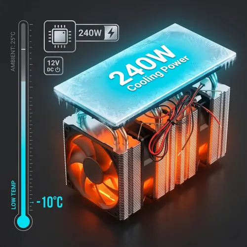 Miniatura 2 de Luqeeg Enfriador termoeléctrico, Módulo de enfriamiento Peltier de 12 V 240 W, Sistema de refrigeración de semiconductores portátil, Radiador