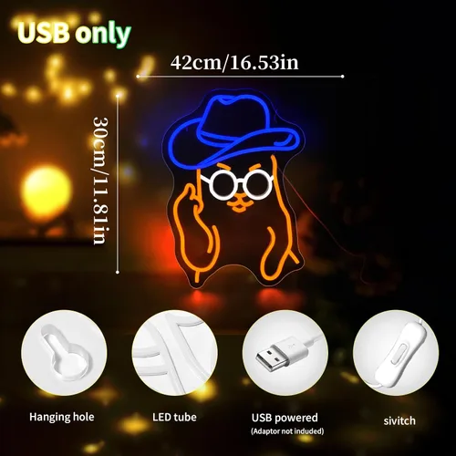 Miniatura 3 de Letrero de Neón de Gato Vaquero para Decoración de Pared Letreros de Neón LED Letrero Luminoso Decoración de Habitación Luces de Neón Alimentado por