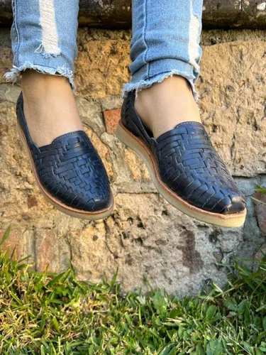 Miniatura 3 de Mexico en la Piel Sandalias Huarache de cuero. Zapatos planos cómodos para mujer.