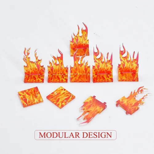 Miniatura 2 de CZYY Wall of Fire Miniatura (juego de 8) Efectos de hechizos Terreno de llama para D&D, Calabozos y Dragones, Pathfinder y otros juegos de rol