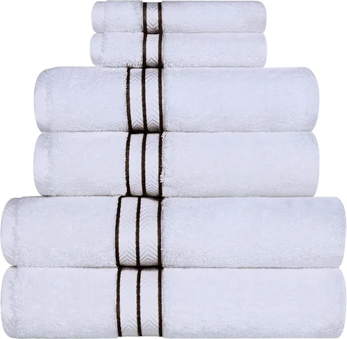 Miniatura 19 de Juego de toallas de baño de algodón turco ultra suave de Superior, juego de 2 piezas, toallas para la ducha, baño, artículos esenciales para el Latte