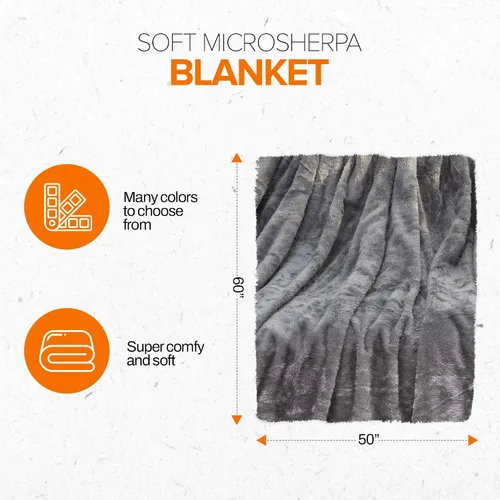 Miniatura 8 de Cheer Collection Manta para sofá – Manta de lujo – Manta suave de microsherpa para sofá, cama y viajes – Elegante manta decorativa – 50 x 60 Gris