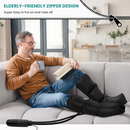 Miniatura 4 de Nekteck Masajeador de piernas para circulación y alivio del dolor, botas de compresión de aire útiles para hinchazón de piernas, edema RLS con 6