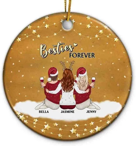 Miniatura 23 de Adorno personalizado con texto en inglés «Best Friend are Hard to Find Because The Very Best is Already Mine», adorno de Navidad personalizado 2023