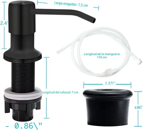 Miniatura 7 de Dispensador de jabón para fregadero de cocina, bomba dispensadora de jabón de encimera, tubo de extensión de silicona de 47 pulgadas que se conecta