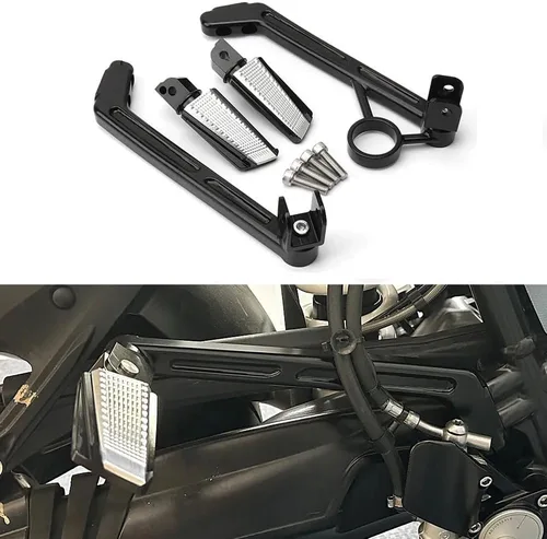 Miniatura 8 de Estriberas de pasajero trasero para motocicleta, compatibles con BMW R9T/ R NINE T Pure/R NINE T Racer/R NINE T Scrambler Estriberas plegables Negro
